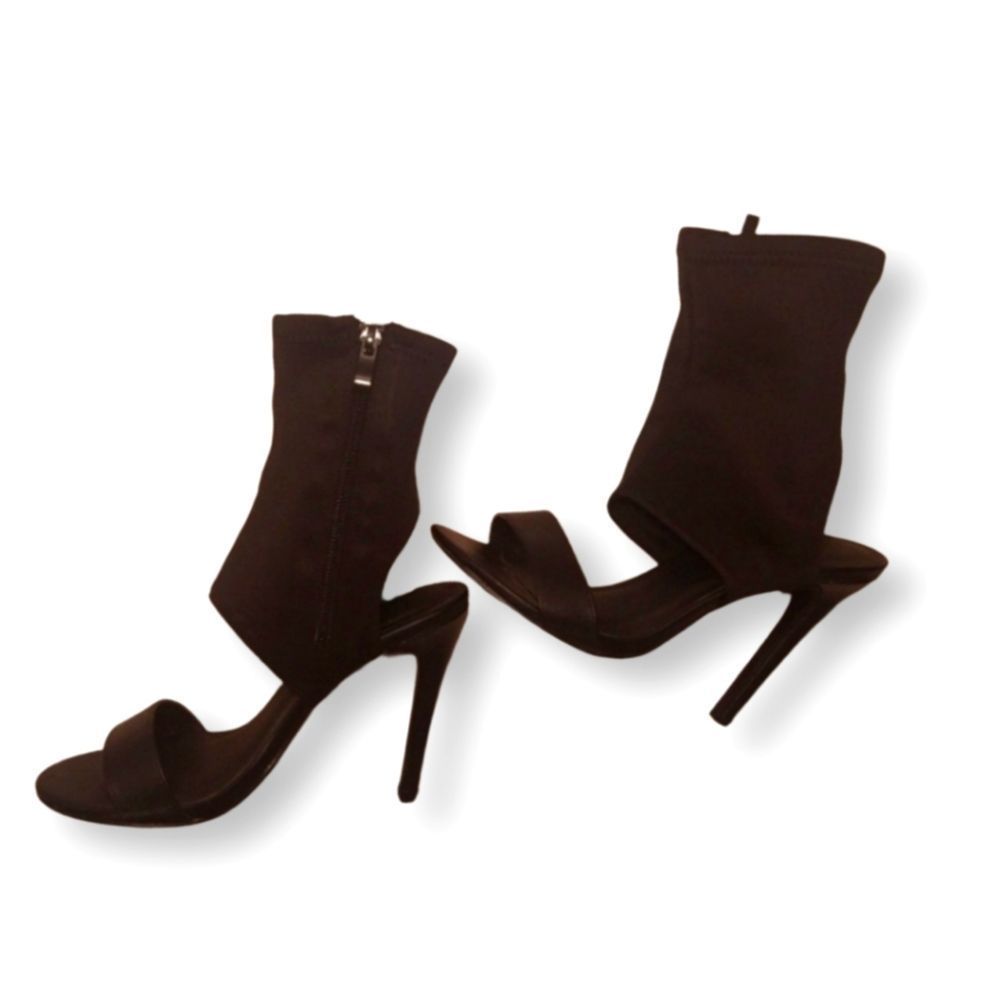 Black Heels Open Toe Size 6 Black Peep Toe Zipper Open Heel Glaze In Box Sz6